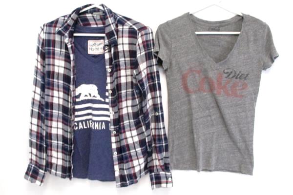 3 Size Small Tops Charlotte Russe Plaid Reflex Blue Tee Coca Cola Vintage Tee