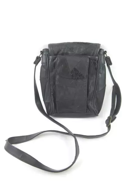 Vintage Crossbody Bag Genuine Leather Embossed Purse Black