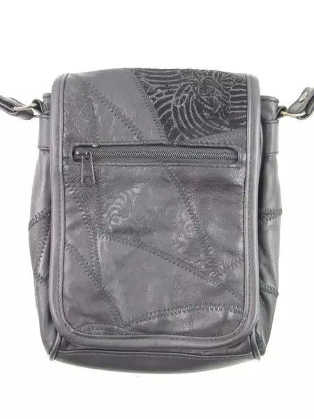 Vintage Crossbody Bag Genuine Leather Embossed Purse Black