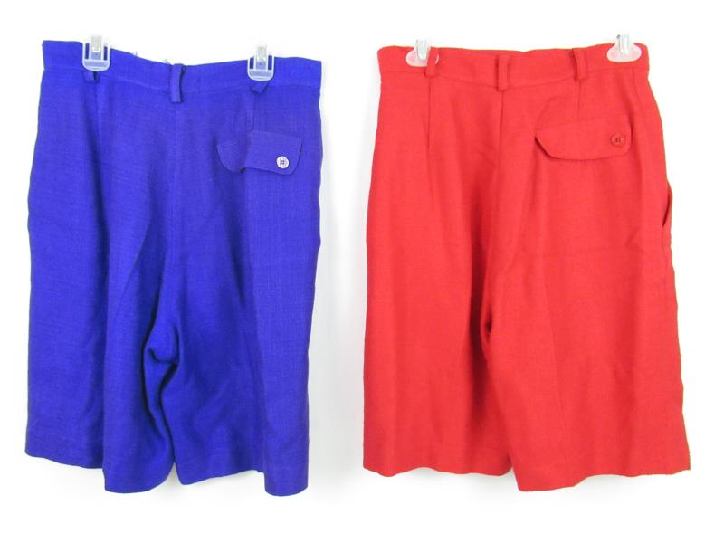 Lot 2 Vintage Doncaster Women's Woven Silk Shorts Pleated Size 8 Purple Red