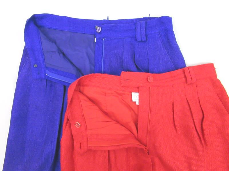 Lot 2 Vintage Doncaster Women's Woven Silk Shorts Pleated Size 8 Purple Red