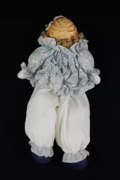 Growth Corporate 1995 Shelf Sitter Doll Cloth Wood Floral Dress Straw Hat