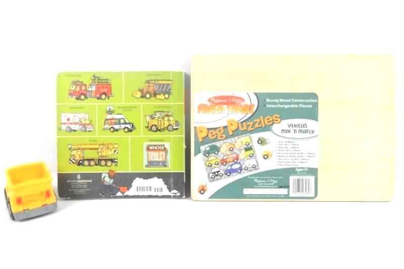 Lot Melissa and Doug Wood Puzzle Whose Truck Board Book Mega Block Cat Truck