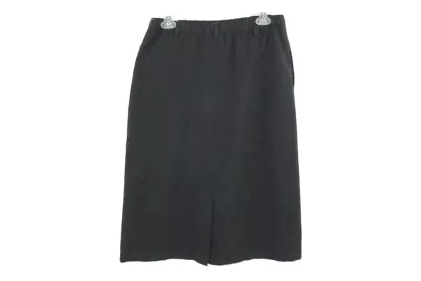 Orvis Grey Straight Fit Skirt Women's Size 8P Petite Elastic Waist Knee Length