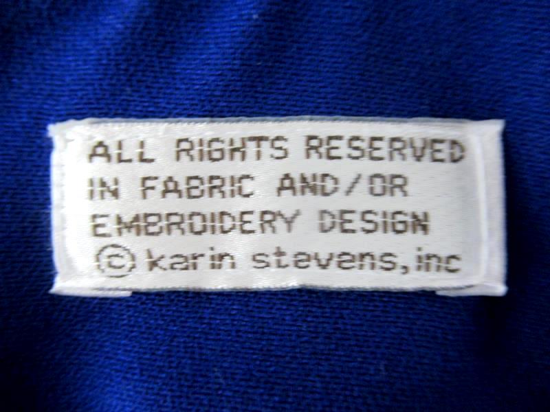 Vintage Karin Stevens Dress Indigo Blue Lined Embroidered Women's Size 4P