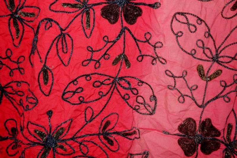 Lot of Red Floral Fabric Pieces For Quilting Repurpose Crafting DIY Textures