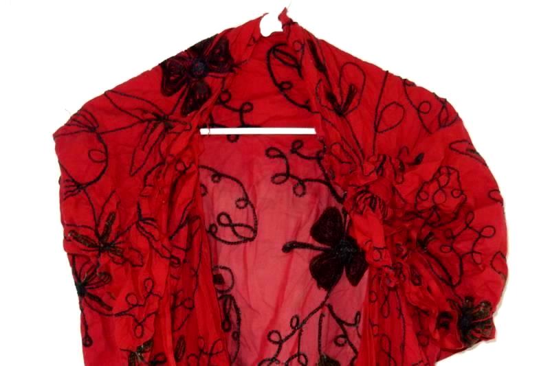 Lot of Red Floral Fabric Pieces For Quilting Repurpose Crafting DIY Textures