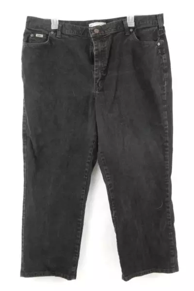 Vintage Lee Original Mom Jeans Black Wash Women's Size 18 Short Petite