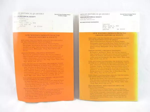 Lot of 2 Issues of Oregon Historical Quarterly Winter 1982 Summer 1983