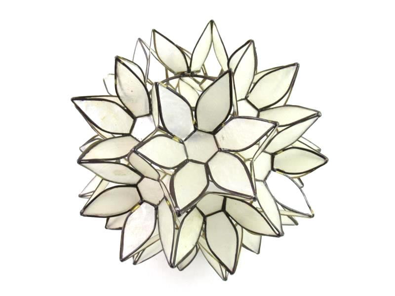 3D Floral Shaped Lamp Shade Frosted White Brown Trim Shade Only