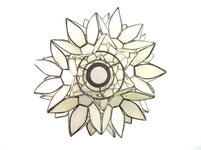 3D Floral Shaped Lamp Shade Frosted White Brown Trim Shade Only