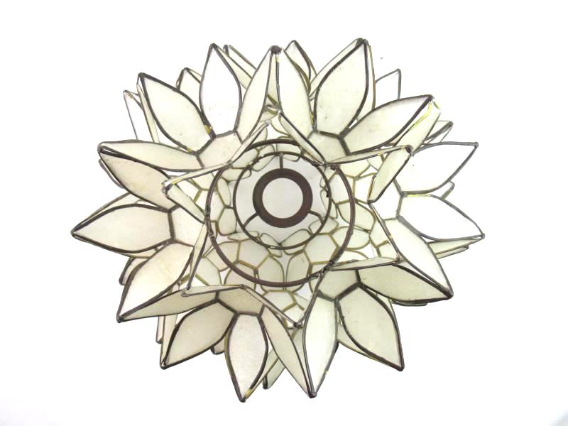 3D Floral Shaped Lamp Shade Frosted White Brown Trim Shade Only