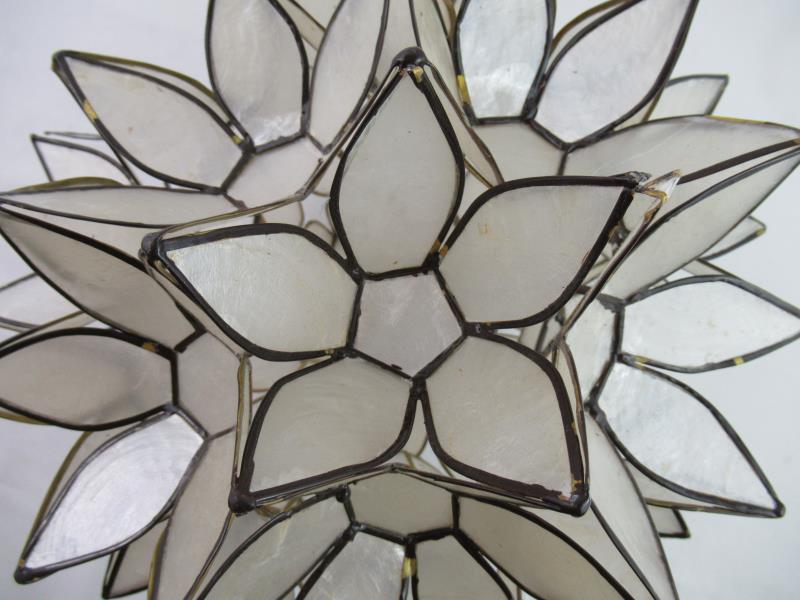 3D Floral Shaped Lamp Shade Frosted White Brown Trim Shade Only