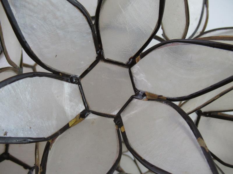 3D Floral Shaped Lamp Shade Frosted White Brown Trim Shade Only