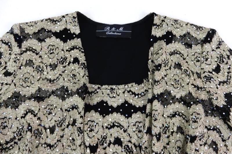 R&M Collection Women's Two-Fer Top Black and Gold Long Sleeve Size Medium