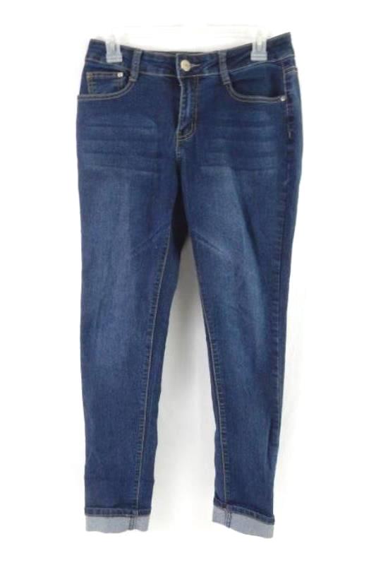 Bob Jeans Women's Dark Wash Mid Rise Jeans Size 9/10 Pockets Rolled Hem
