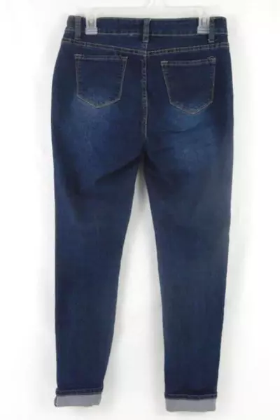Bob Jeans Women's Dark Wash Mid Rise Jeans Size 9/10 Pockets Rolled Hem