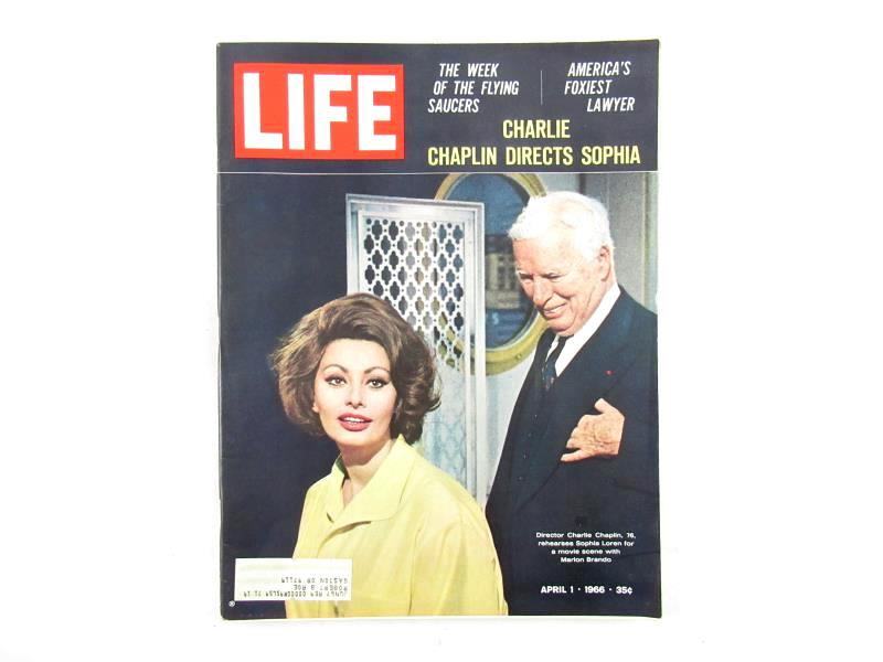 Vintage Life Magazine April 11966 Charlie Chaplin Sophia Loren