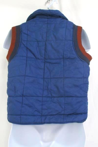 Sears Vintage Men's Medium Blue Puffer Vest Snap Button Quilted Cloth Shoulders