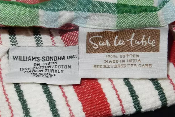 Lot of 5 Christmas Kitchen Linens Hand Towels Napkins Cross Stitch Red Green