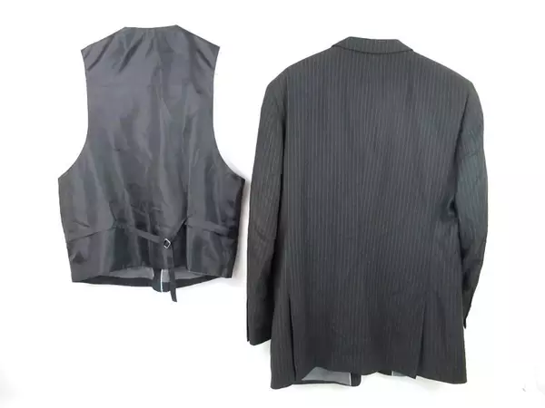 Tessori Uomo Suit Jacket & Vest Men's Size 40R Gray Pin Striped Made In Italy