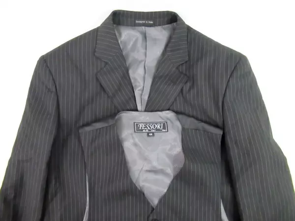 Tessori Uomo Suit Jacket & Vest Men's Size 40R Gray Pin Striped Made In Italy