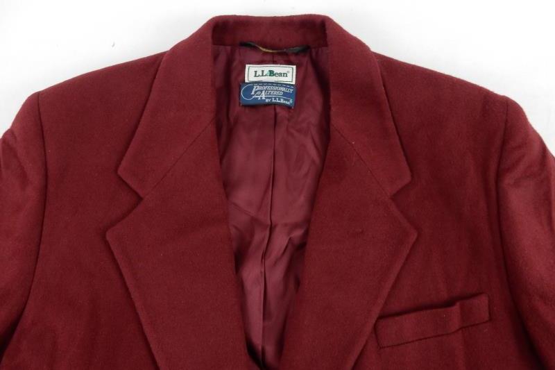 Vintage L.L. Bean Red Pea Coat Single Breasted Women's Size 16R Pockets
