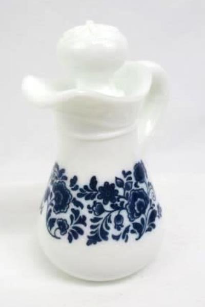 Vintage Avon Basin & Pitcher Set Milk Glass Miniature Wash Blue Flowers 5oz.