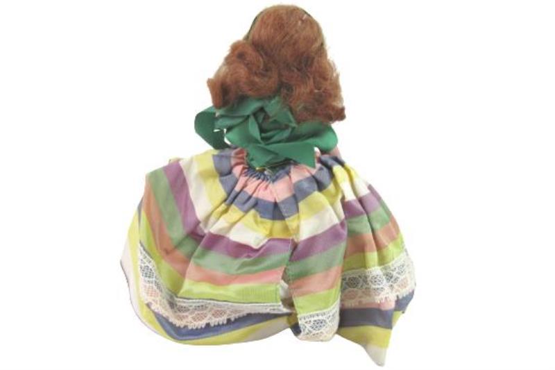 Vintage Nancy Ann Doll Multi Color Striped Skirt Green Bodice Dress