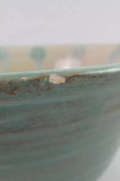 Lot of 3 Handmade Pottery Items Bowls And A Vase Turquoise Beige Small