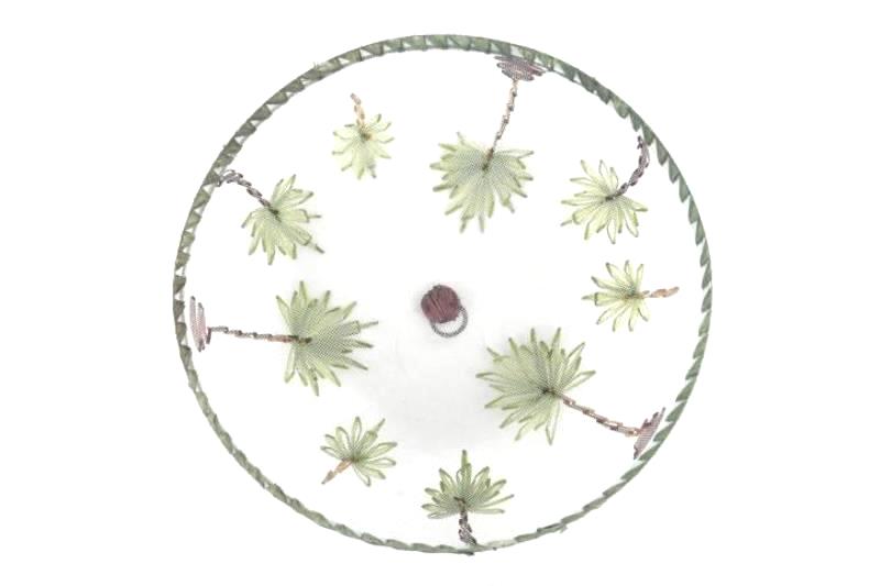 Lot of 2 Plate Covers Patio Outdoor Wire Mesh Palm Trees Decorative BBQ