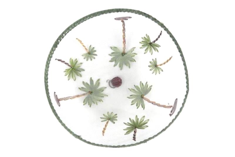 Lot of 2 Plate Covers Patio Outdoor Wire Mesh Palm Trees Decorative BBQ