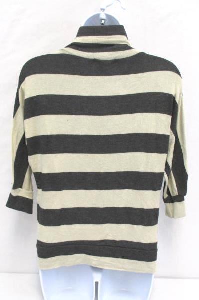Tea n Rose Open Cardigan Heather Gray Beige Striped Sweater Women's Size Large