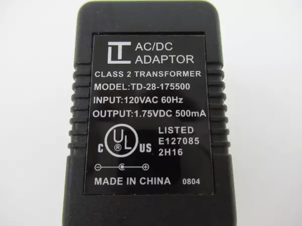 LT AC/DC Adaptor Class 2 Transformer Model TD-28-175500 Input 120VAC 60Hz