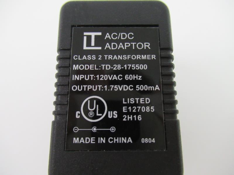 LT AC/DC Adaptor Class 2 Transformer Model TD-28-175500 Input 120VAC 60Hz