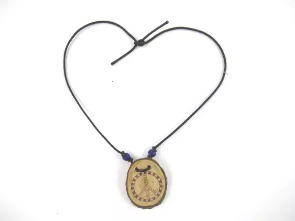 Wood and Cord Peace Symbol Necklace And Bracelet