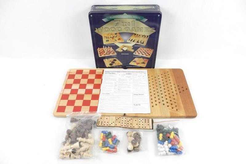 1999 Pressman Classic Collector Series 7 in 1 Wood Games