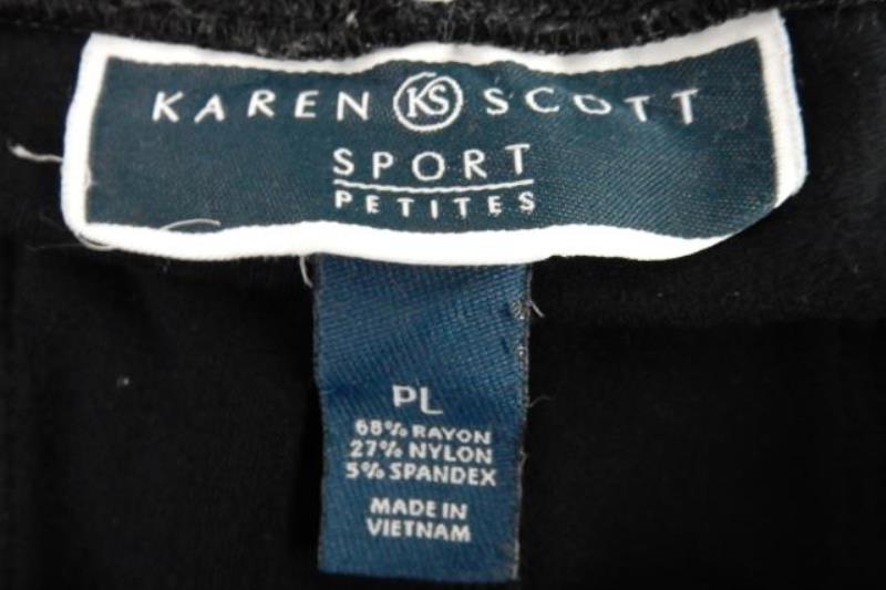 Karen Scott Sport Petite Black Pull On Pants Women's Size PL Cropped Mock Pocket