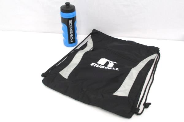 Water Bottle Drawstring Bag Lot Powerade Grip Handle Russell Back Pack