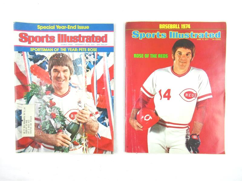 Lot of 2 Vintage Sports Illustrated 1974 1975 Pete Rose Rose Of Reds Sportsman