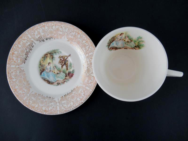 Vintage Triumph American Limoges Cup Saucer China D'Or I T-S 284 22K Gold Trim