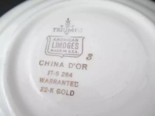 Vintage Triumph American Limoges Cup Saucer China D'Or I T-S 284 22K Gold Trim