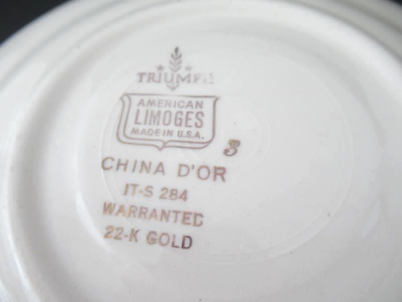 Vintage Triumph American Limoges Cup Saucer China D'Or I T-S 284 22K Gold Trim