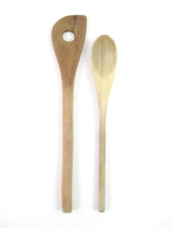 Lot of 7 Wood Kitchen Utensils Spoons Tenderizer Fork Tongs Bamboo Organic