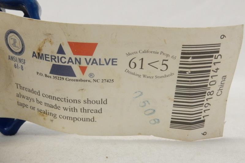 American Valve Gate Valve Brass Threaded Ends 200 PSI 1"