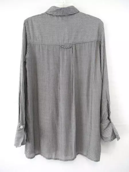 Max Studio Shirt Top Gray White Stripes Women's Size Medium