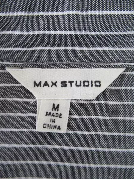 Max Studio Shirt Top Gray White Stripes Women's Size Medium