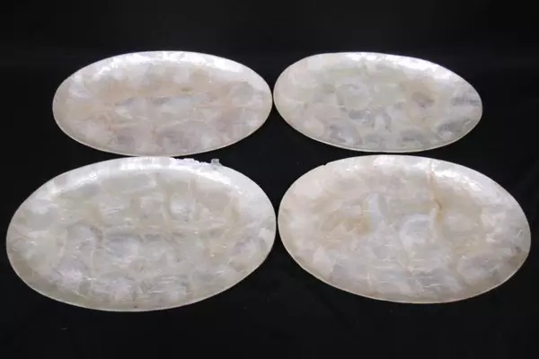 Set of 4 Oval Capiz Shell Trays Made In Philippines Oblong Oval Shaped