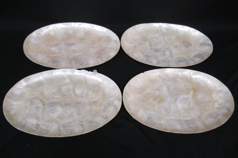 Set of 4 Oval Capiz Shell Trays Made In Philippines Oblong Oval Shaped