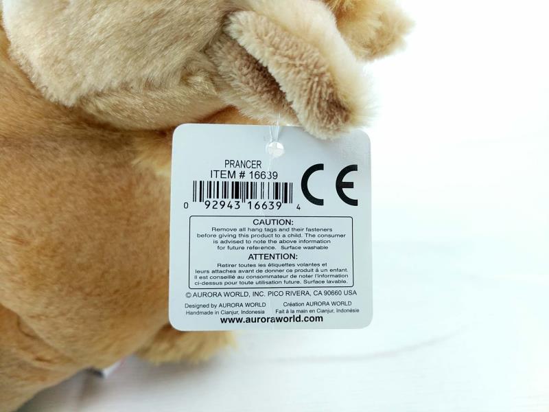Aurora World Mini Flopsie Prancer Plush Toy 8in Tan Horse with Tag